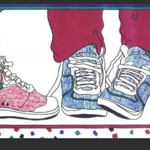 Vintage Colorful Sneakers Shoes Wallpaper Border